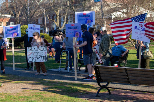 Group protesting Newton North Drag Show
