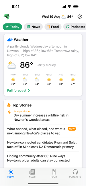Fig City News App Home page example